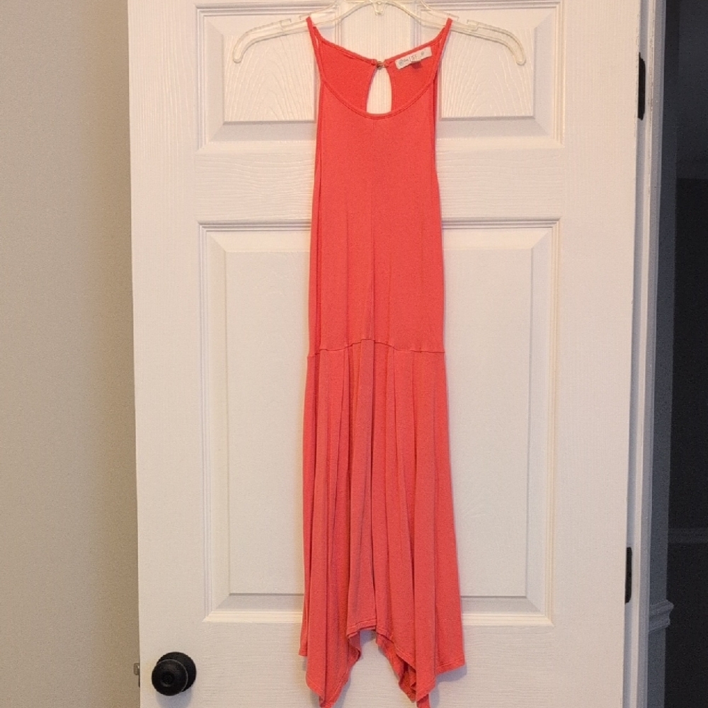 Love Fire Vibrant Coral Sleeveless Dress